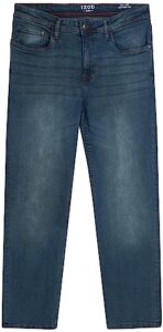 izod men's jeans | comfort stretch denim jeans | casual relaxed fit jeans for men, size 38w x 30l, frost blue