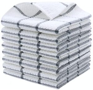 ppaxl cotton grid dish cloths, terry cleaning rags, 12 x 12 inches, light and soft, quick drying dish rags, 8pc/set (grey)
