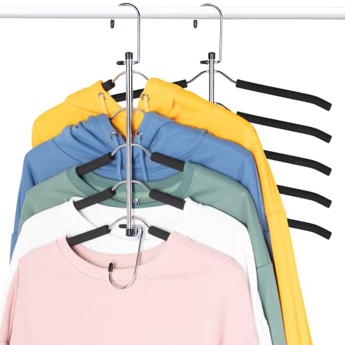 Clothes Hangers Space Saving Coat Hangers 2 Pack Znben Non Slip Shirt Hangers with Padded Foam Stainless Steel 5 in 1 Closet Organizer Heavy Duty Multilayer Hangers for Coat Sweater Suit T-Shirt