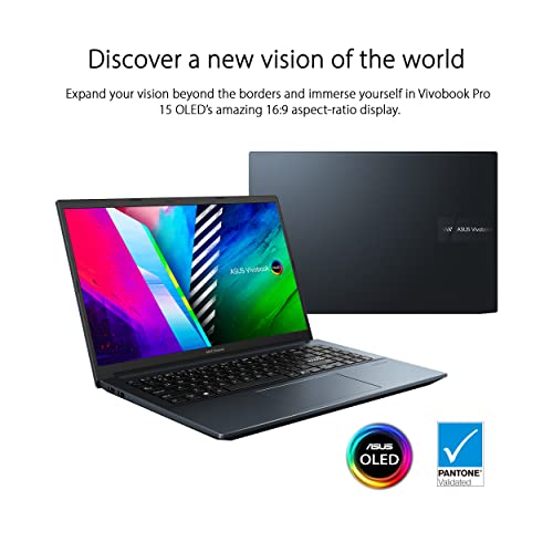 ASUS VivoBook Pro 15 OLED Slim Laptop, 15.6” FHD OLED Display, Intel Core i5-11300H CPU, NVIDIA GeForce GTX 1650 Max Q, 8GB RAM, 512GB SSD, Windows 11 Home, Quiet Blue, K3500PH-DB51