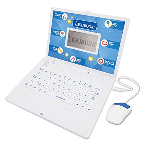 Lexibook - Educational and Bilingual Laptop Spanish/English - Toy for Children with 124 Activities to Learn Mathematics, Dactylography, Logic, Clock Reading, Play Games and Music - JC598i2