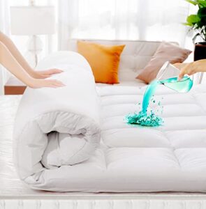 jte extra thick mattress topper queen, cooling pillow top mattress pad, waterproof mattress protector with 8-21 inch deep pocket