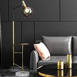 lovedima tray table floor lamp,67" modern 1-light standing reading lamp with cognac dome glass shade (gold)