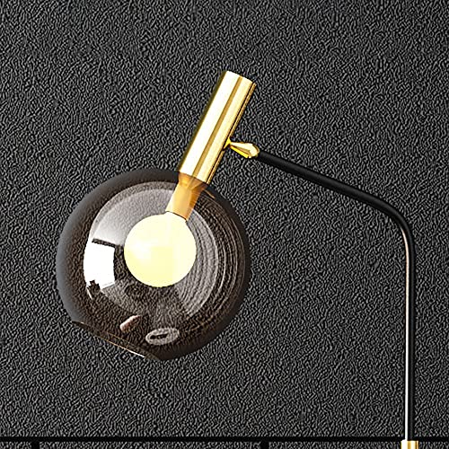 LOVEDIMA Tray Table Floor Lamp,67" Modern 1-Light Standing Reading Lamp with Cognac Dome Glass Shade (Gold)