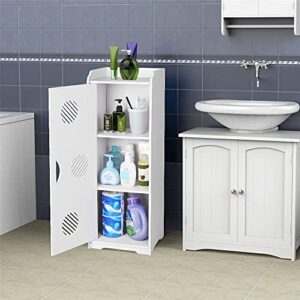 CITLOW White Bathroom Floor Cabinet,Multi-Purpose Storage Cabinet Unit,Free Standing Bathroom Furniture Cabinet with Door and Shelves for Living Room,Bedroom,Kitchen,Hallway,etc…