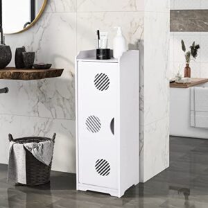 CITLOW White Bathroom Floor Cabinet,Multi-Purpose Storage Cabinet Unit,Free Standing Bathroom Furniture Cabinet with Door and Shelves for Living Room,Bedroom,Kitchen,Hallway,etc…