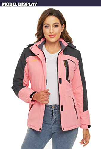 TACVASEN Waterproof Jackets for Women Winter Ski Jacket Warm Snow Coat Mountain Jacket Women Rain Jackets for Women Waterproof with Hood Raincoat