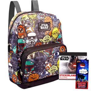 disney star wars preschool backpack for kids, toddlers ~ 4 pc school supplies bundle with canvas star wars 10" mini backpack for boys and girls, 295 stickers, and more