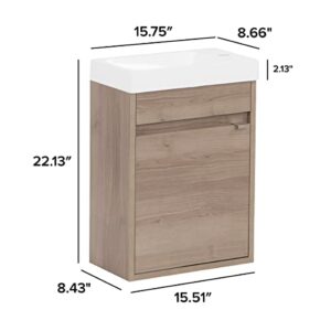 Spring Mill Cabinets Kambree Bathroom Vanity with Sink, 15.75 in. W x 8.66 in. D x 22.13 in. H, Forest Elm