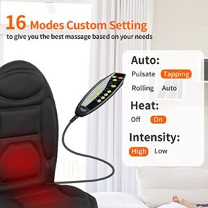 MYNTA Vibrating Chair Massager Seat with Fast Heat,8 Vibration Massage Nodes to Release Stress and Fatigue,Back Massager Chair Pad for Home,Office