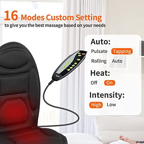 MYNTA Vibrating Chair Massager Seat with Fast Heat,8 Vibration Massage Nodes to Release Stress and Fatigue,Back Massager Chair Pad for Home,Office