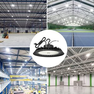 BFT UFO LED High Bay Light 150W 22500LM 0-10V Dimmable 5000K,600W HID/HPS Replacement,5' Cable with Plug,UL Certified Driver IP65 Hanging Hook,Shop Lights for Warehouse Garage Gym,Workshop