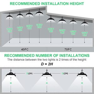 BFT UFO LED High Bay Light 150W 22500LM 0-10V Dimmable 5000K,600W HID/HPS Replacement,5' Cable with Plug,UL Certified Driver IP65 Hanging Hook,Shop Lights for Warehouse Garage Gym,Workshop