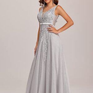 Ever-Pretty Women's Sleeveless Lace Wedding Guest Dress for Women Grey US10