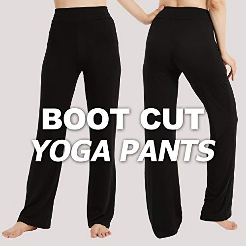 FELEMO Bootcut Flare Yoga Pants for Women Loose Fit High Waisted Yoga Sweatpants for Women Bootleg Work Pants Plus Size Maternity Lounge Pants Tummy Control Soft Bootcut Workout Pants Black L