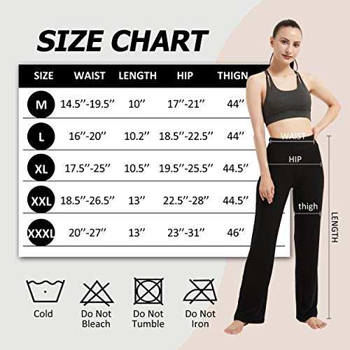 FELEMO Bootcut Flare Yoga Pants for Women Loose Fit High Waisted Yoga Sweatpants for Women Bootleg Work Pants Plus Size Maternity Lounge Pants Tummy Control Soft Bootcut Workout Pants Black L