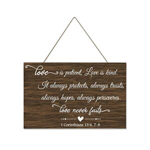 rustic wooden plaque love is patient, love is kind. it always protects, always trusts, always hopes, always perseveres c-13 25x40cm wooden sign wall decoration inspirational wall art
