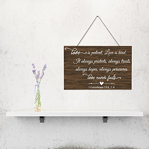 Rustic Wooden Plaque Love is Patient, Love is Kind. It Always Protects, Always Trusts, Always Hopes, Always perseveres C-13 25x40cm Wooden Sign Wall Decoration Inspirational Wall Art