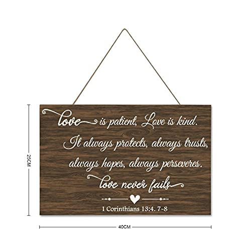 Rustic Wooden Plaque Love is Patient, Love is Kind. It Always Protects, Always Trusts, Always Hopes, Always perseveres C-13 25x40cm Wooden Sign Wall Decoration Inspirational Wall Art