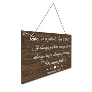 Rustic Wooden Plaque Love is Patient, Love is Kind. It Always Protects, Always Trusts, Always Hopes, Always perseveres C-13 25x40cm Wooden Sign Wall Decoration Inspirational Wall Art