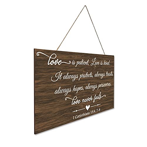 Rustic Wooden Plaque Love is Patient, Love is Kind. It Always Protects, Always Trusts, Always Hopes, Always perseveres C-13 25x40cm Wooden Sign Wall Decoration Inspirational Wall Art