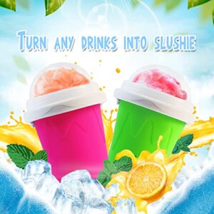 NUFR Slushie Maker Cup, Magic Quick Frozen Smoothies Cup Cooling Cup Double Layer Squeeze Cup Slushy Maker, Homemade Milk Shake Ice Cream Maker DIY it for Children and Family (Green)