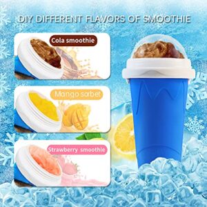 NUFR Slushie Maker Cup, Magic Quick Frozen Smoothies Cup Cooling Cup Double Layer Squeeze Cup Slushy Maker, Homemade Milk Shake Ice Cream Maker DIY it for Children and Family (Green)