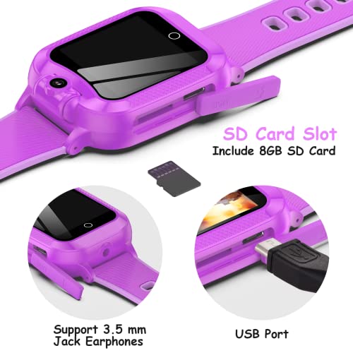 ASIUR Smart Watch for Kids, Toys for 3-8 Year Old Boys Girls Birthday Gifts Toddler Kids Watch,Touch Screen Game Children Digital Smartwatch with 8 GB SD Card (Purple)