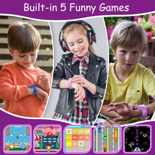ASIUR Smart Watch for Kids, Toys for 3-8 Year Old Boys Girls Birthday Gifts Toddler Kids Watch,Touch Screen Game Children Digital Smartwatch with 8 GB SD Card (Purple)