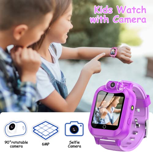 ASIUR Smart Watch for Kids, Toys for 3-8 Year Old Boys Girls Birthday Gifts Toddler Kids Watch,Touch Screen Game Children Digital Smartwatch with 8 GB SD Card (Purple)