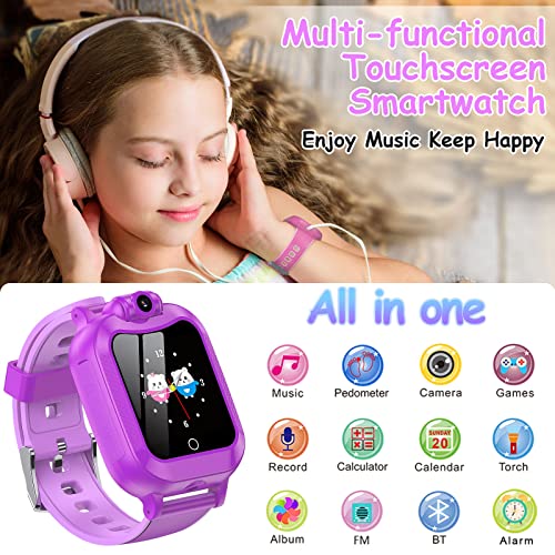 ASIUR Smart Watch for Kids, Toys for 3-8 Year Old Boys Girls Birthday Gifts Toddler Kids Watch,Touch Screen Game Children Digital Smartwatch with 8 GB SD Card (Purple)