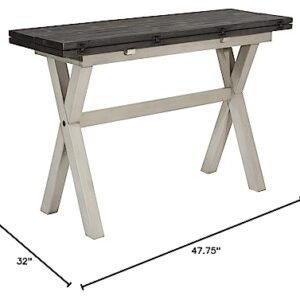 OSP Home Furnishings Kristen Flip-Top Expanding Desk to Dining Table, Charcoal Finish