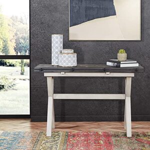 OSP Home Furnishings Kristen Flip-Top Expanding Desk to Dining Table, Charcoal Finish