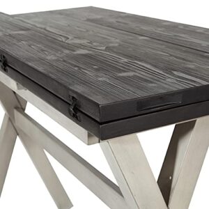 OSP Home Furnishings Kristen Flip-Top Expanding Desk to Dining Table, Charcoal Finish