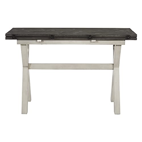 OSP Home Furnishings Kristen Flip-Top Expanding Desk to Dining Table, Charcoal Finish