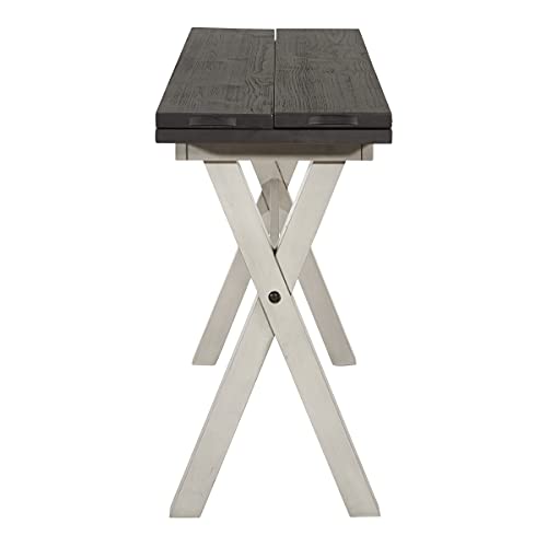 OSP Home Furnishings Kristen Flip-Top Expanding Desk to Dining Table, Charcoal Finish