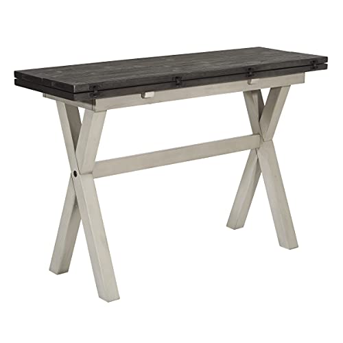 OSP Home Furnishings Kristen Flip-Top Expanding Desk to Dining Table, Charcoal Finish