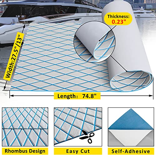 Boat Flooring EVA Foam Boat Decking Sheet Self-Adhesive Faux Teak Marine flooring Non-Slip Sea Deck Boat Flooring For Boat deck Yacht flooring Fishing MotorBoat mat Surfboard 74.8"x 27.5"/13"