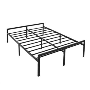 mofesun metal bed frame queen - black metal platform bed 14 inch with storage, heavy duty easy assembly no box spring needed (queen)