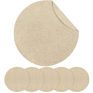 senneny round burlap placemats set of 6, reversible burlap jute place mats set for round tables, rustic farmhouse decoration for fall christmas holiday table home, light linen