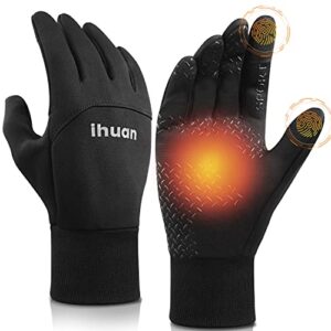 ihuan winter gloves for men and women - waterproof warm glove for cold weather, thermal gloves with touch screen finger for workout, running, cycling, bike