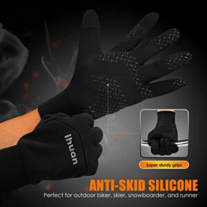 ihuan Winter Gloves for Men and Women - Waterproof Warm Glove for Cold Weather, Thermal Gloves with Touch Screen Finger for Workout, Running, Cycling, Bike