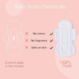 Nua Sanitary Pads for Women | Size - XL - 320 mm | For Heavy Flow | Pack of 12 Pads - With Disposal Cover | Ultra Thin | Extremely Soft and Comfortable | Wider Back Design | Zero Toxins | Rash Free