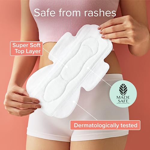 Nua Sanitary Pads for Women | Size - XL - 320 mm | For Heavy Flow | Pack of 12 Pads - With Disposal Cover | Ultra Thin | Extremely Soft and Comfortable | Wider Back Design | Zero Toxins | Rash Free