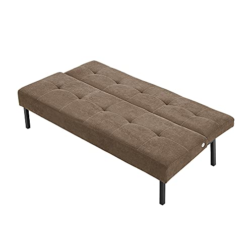 Panana Modern Convertible Futon Sofa Bed for Compact Small Space Living Room Apartment (Brown)