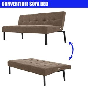 Panana Modern Convertible Futon Sofa Bed for Compact Small Space Living Room Apartment (Brown)