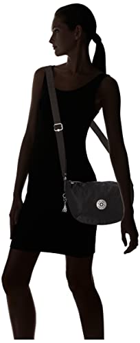 Kipling womens Anila Crossbody Handbag, Black Shine, 12.75 L x 8.75 H 1.25 D US