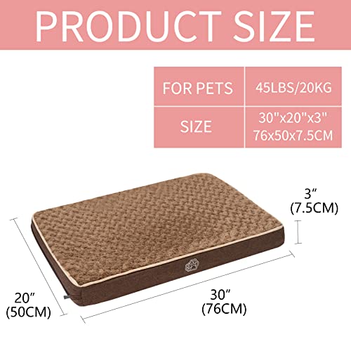 EMPSIGN Dog Crate Pad Mat, Kennel Waterproof Dog Bed with Removable Washable Cover, Pet Crate Pads Reversible (Cool & Warm) for Dog Cages, Sleeping Mattress for Small to XX-Large Dogs Brown