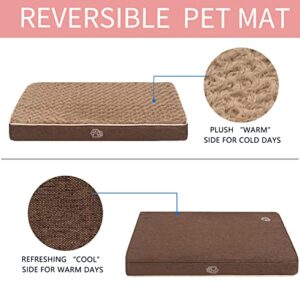 EMPSIGN Dog Crate Pad Mat, Kennel Waterproof Dog Bed with Removable Washable Cover, Pet Crate Pads Reversible (Cool & Warm) for Dog Cages, Sleeping Mattress for Small to XX-Large Dogs Brown