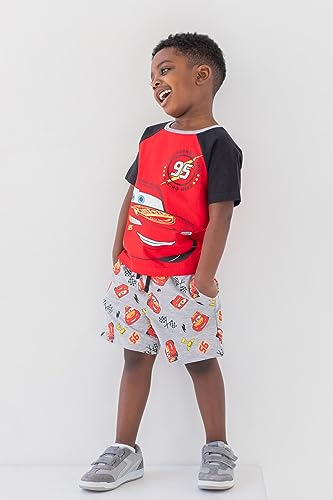 Disney Pixar Cars Lightning McQueen Toddler Boys T-Shirt French Terry Shorts Red/Grey 2T